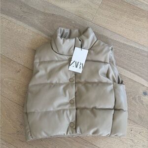 Zara Tan Quilted Puffer Vest